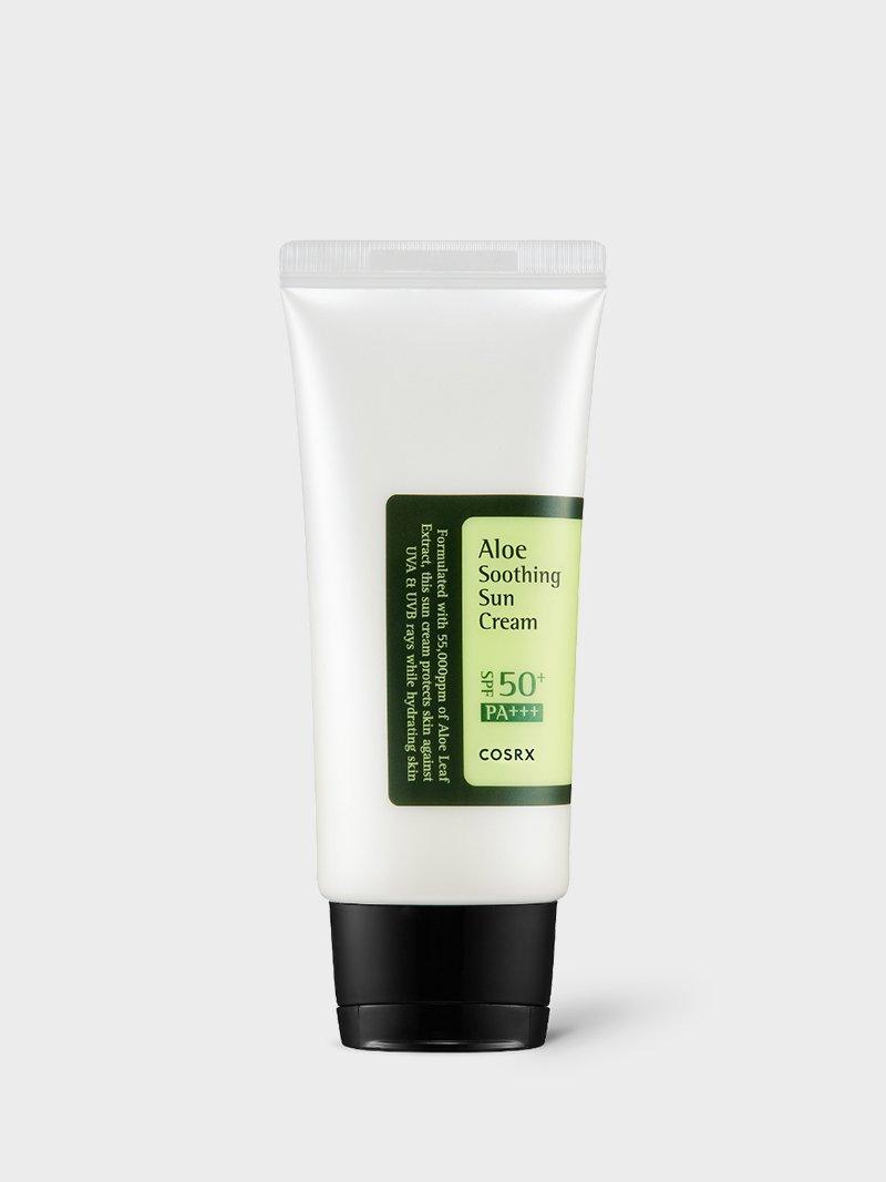 COSRX Aloe Soothing Sun Cream SPF50 PA+++ 50мл — успокояващ корейски слънцезащитен крем с 50% алое