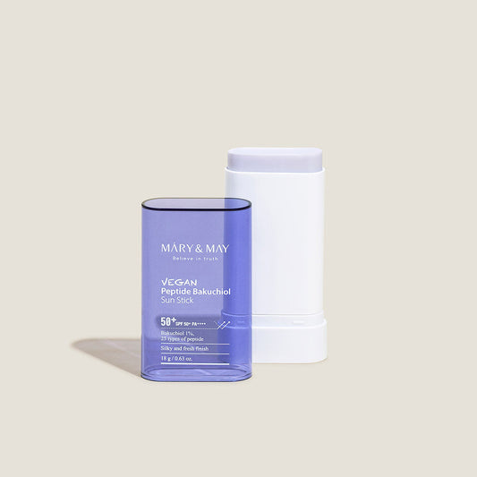 Mary & May Vegan Peptide Bakuchiol Sun Stick SPF50+ PA++++ 18г — веган корейски SPF стик с бакучиол