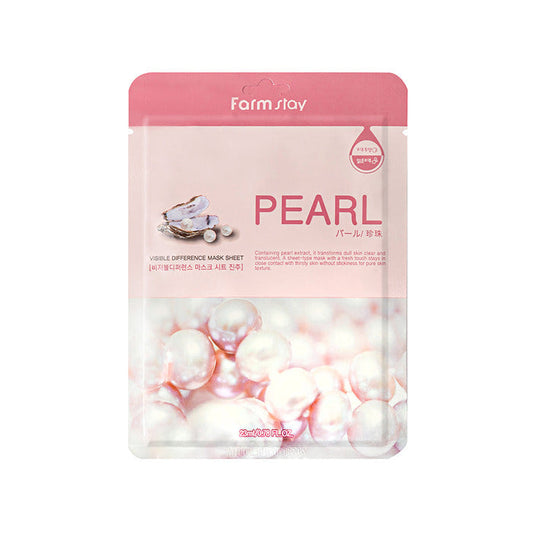 Farmstay Visible Difference Pearl Mask 23мл — изсветляваща корейска платнена маска с перлен прах